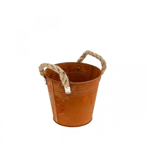 Floristik24 Pote de metal com asas, vaso de ervas, decoração ferrugem Ø16,5cm H15cm