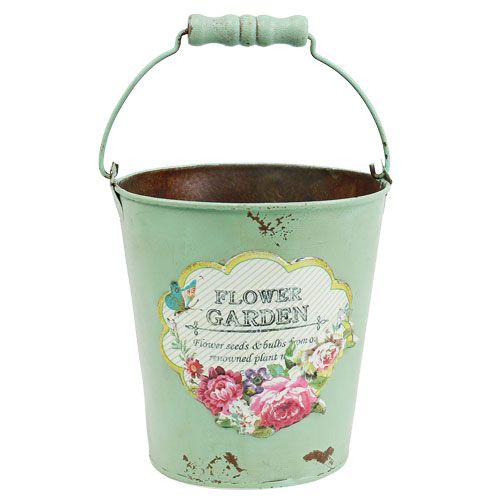 Floristik24 Balde decorativo antigo com motivo Ø13,5cm A14,5cm