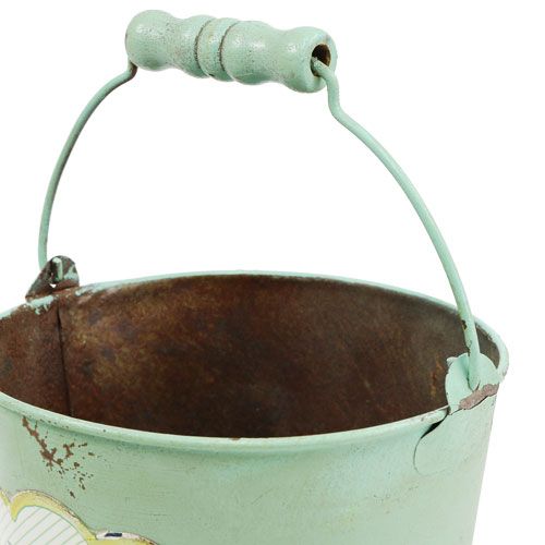 Floristik24 Balde decorativo antigo com motivo Ø13,5cm A14,5cm