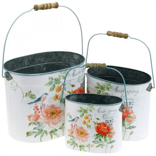 Itens Cubeta de plantas oval decoração de primavera vintage plantador de metal 26/22 / 17 cm conjunto de 3