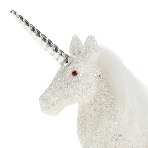Floristik24 Unicórnio 12,5cm branco com glitter 4 unid.