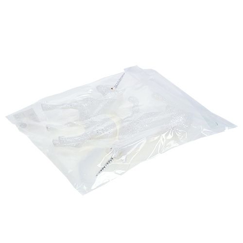 Floristik24 Unicórnio branco com glitter 18cm 2pçs
