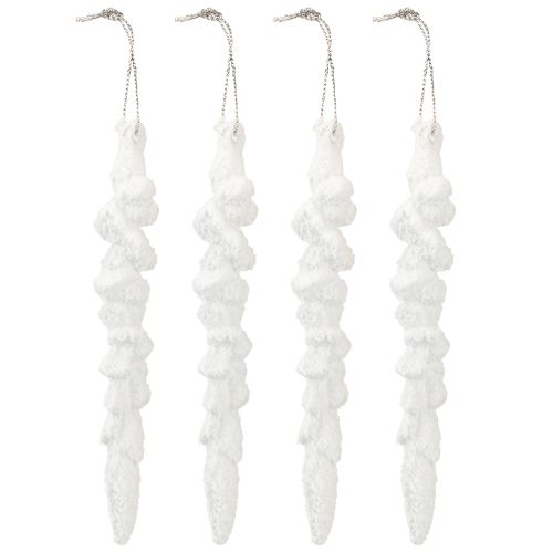 Itens Decoração de pingente de gelo coberto de neve para árvore de Natal 14 cm 4 peças