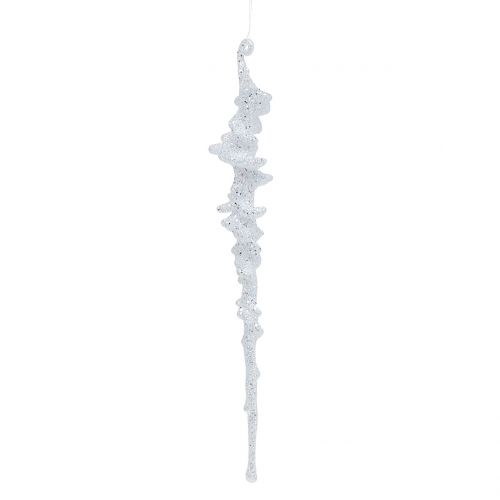 Floristik24 Icicles brancos com glitter para pendurar 26,5cm 1p