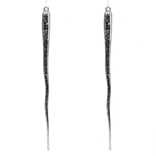 Pingentes decorativos para pendurar transparentes, prata 26cm 2pcs