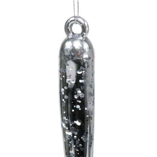 Pingentes decorativos para pendurar transparentes, prata 26cm 2pcs