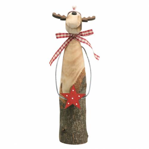 Floristik24 Ramo natural rena com estrela Natural, Vermelho Alt.26cm