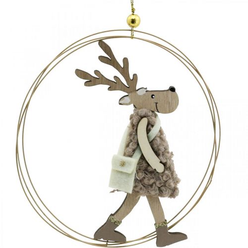 Floristik24 Rena para pendurar, pingente de Natal, decoração do Advento em anel Ø15cm conjunto de 3