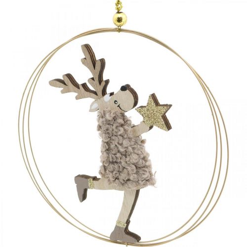 Floristik24 Rena para pendurar, pingente de Natal, decoração do Advento em anel Ø15cm conjunto de 3