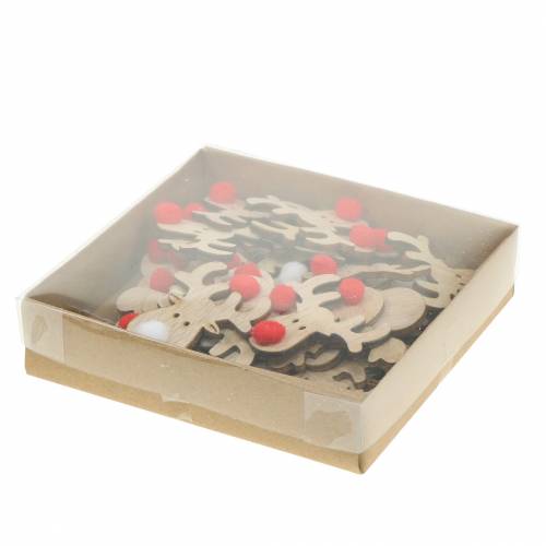 Floristik24 Madeira de cabeças de alce deco espalhadas 4,5 cm 36p