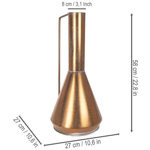 Elegante vaso de chão, estilo vintage, oriental, jarro decorativo em metal cor de cobre, Ø27cm A58cm | Floristik24.pt