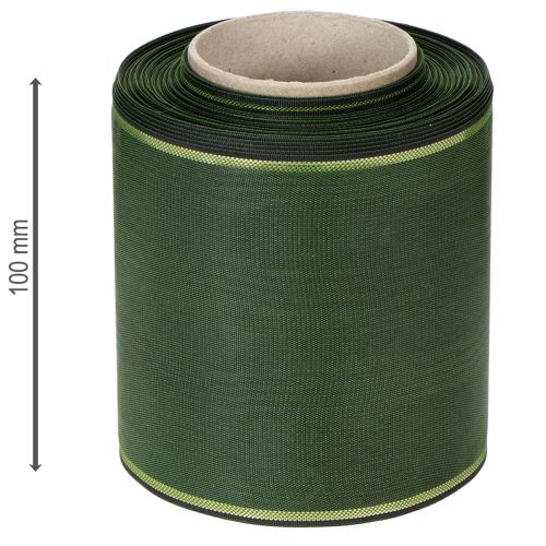 Itens Fita elegante verde moiré com borda dourada, 100 mm x 25 m, para arranjos florais e decoração de funerais.