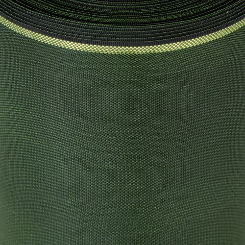 Itens Fita elegante verde moiré com borda dourada, 100 mm x 25 m, para arranjos florais e decoração de funerais.
