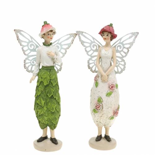 Floristik24 Figura Deco elfo elfo casal branco, rosa, verde H20cm 2pcs