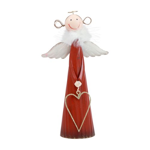 Floristik24 Anjo decorativo de mesa de metal decoração figura de Natal vermelho 10,5×4,5×20cm