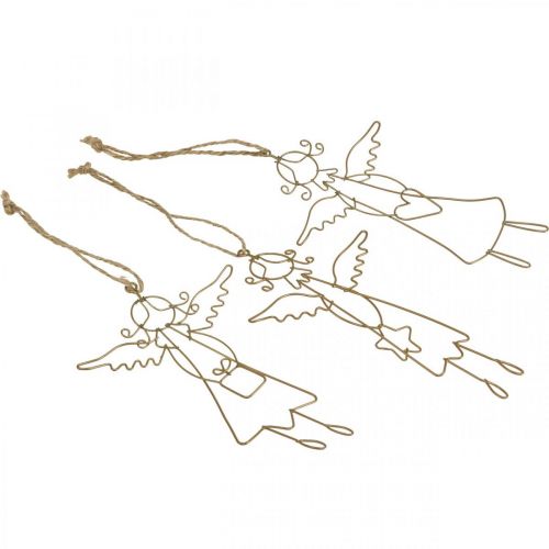 Floristik24 Pingente de anjo de natal figuras de arame de ouro 15cm 6pcs