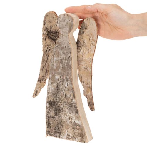 Figura de anjo feita de madeira com casca de bétula, 30 cm | Floristik24.pt
