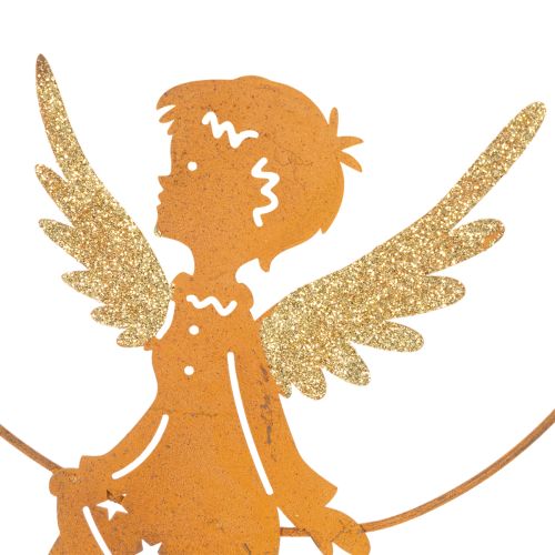Anel decorativo de anjo, metal, acabamento enferrujado, decoração de Natal, 23,5 x 16,5 cm, conjunto de 3 peças. | Floristik24.pt