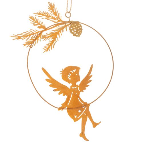Anel decorativo de anjo, metal, acabamento enferrujado, decoração de Natal, 23,5 x 16,5 cm, conjunto de 3 peças. | Floristik24.pt
