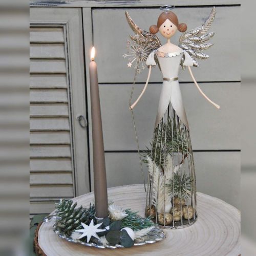 Floristik24 Estatueta de anjo metal, lanterna Natal H31.5cm