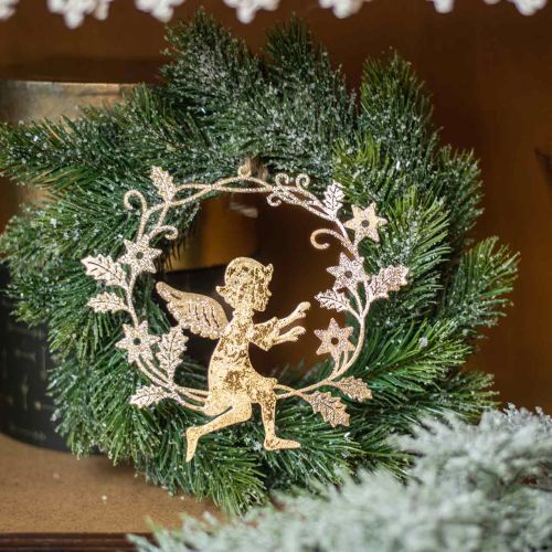 Itens Guirlanda de anjo, decoração de Natal, anjo para pendurar, pingente de metal dourado Alt.14cm L15.5