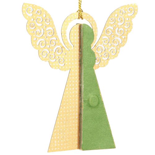 Floristik24 Decoração de papel favo de mel de anjo Natal verde ouro 12cm 4 un