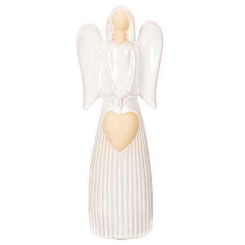 Estatueta de anjo com decoração de coração em branco creme, 23 cm comprar | Floristik24.pt