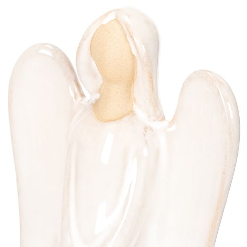 Estatueta de anjo com decoração de coração em branco creme, 23 cm | Floristik24.pt