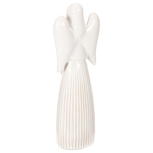Estatueta de anjo com decoração de coração em branco creme, 23 cm | Floristik24.pt