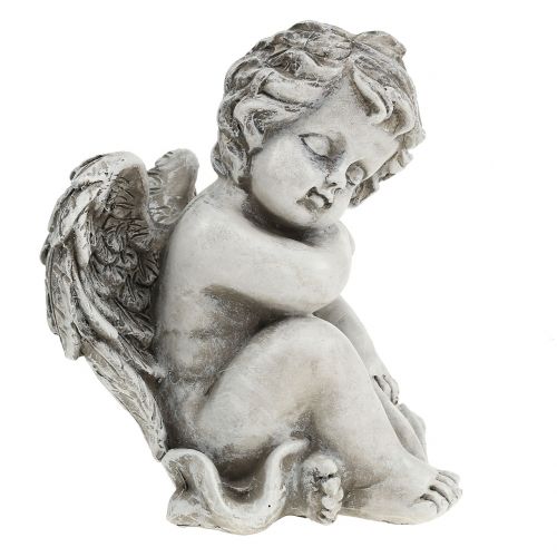 Floristik24 Figura memorial dormindo anjo cinza 16 cm 2 unidades