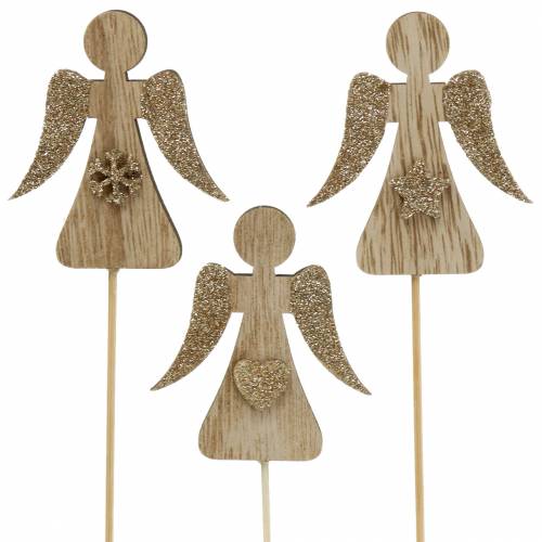 Plugue decorativo anjo natureza glitter 7 cm 12 unidades
