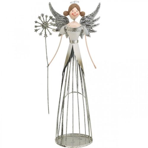 Estatueta de anjo metal, lanterna de Natal H31.5cm