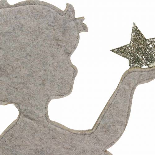 Floristik24 Carrinho de anjo de Natal em tronco de bétula creme de feltro, ouro Alt.46cm