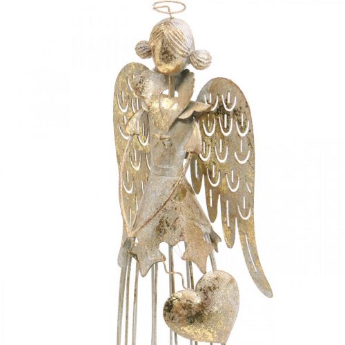 Floristik24 Figura de anjo com coração, decoração de Natal feita de metal, decoração de anjo antigo dourado Alt.38cm