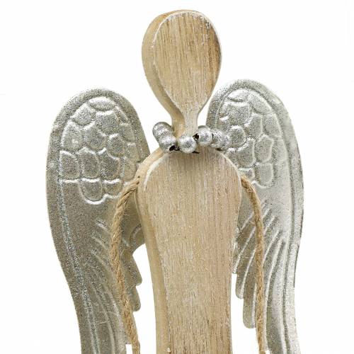Floristik24 Natureza de anjo de madeira com glitter Alt.53cm