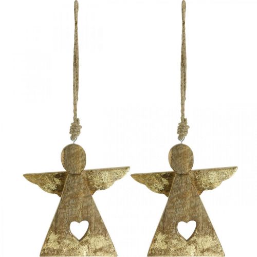 Floristik24 Figura deco de madeira de manga anjo Deco para pendurar 13 × H13,5cm 2pcs