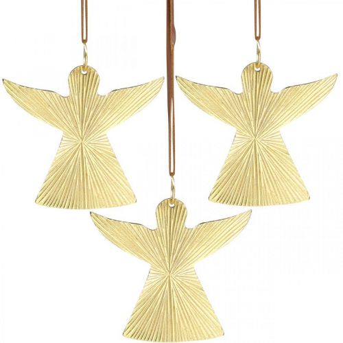 Itens Anjo decorativo, pingente de metal, decoração de Natal dourada 9 × 10cm 3 unidades