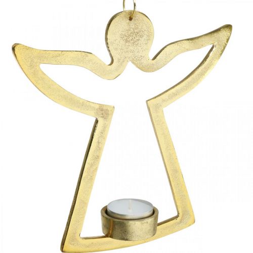 Itens Anjo decorativo, suporte para luz azul para pendurar, decoração de metal dourado H20cm