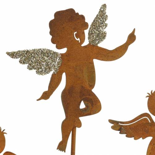 Floristik24 Plugue decorativo anjo de aço inoxidável brilhante de metal H24-25cm 12 unidades