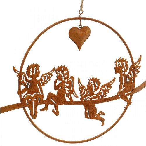 Floristik24 Anjo de Natal em um anel, decoração do advento, anel de decoração para casamento, decoração de metal em aço inoxidável Ø20cm 3 unidades