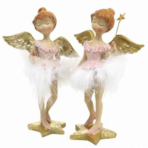 Floristik24 Deco ballerina angel pink, dourado Ø11,5 H15cm 2pcs