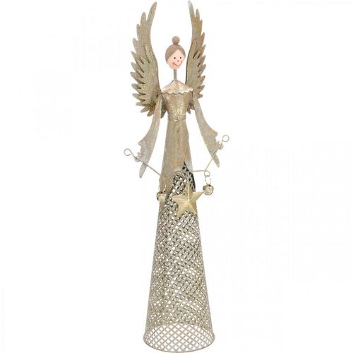 Floristik24 Figura decorativa de anjo com guirlanda de metal de Natal 13 × 8,5cm Alt.40cm