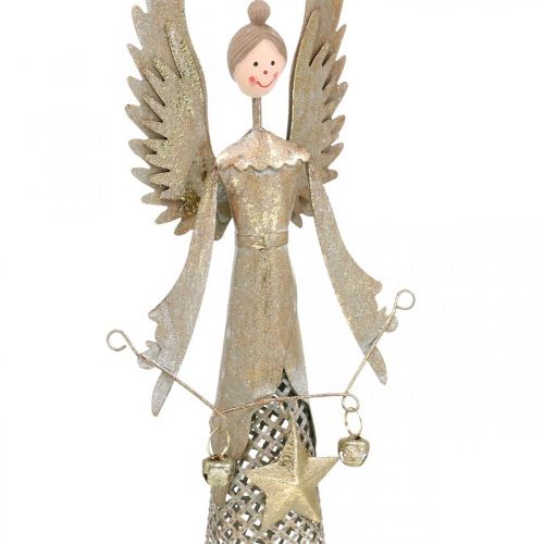 Floristik24 Figura decorativa de anjo com guirlanda de metal de Natal 13 × 8,5cm Alt.40cm