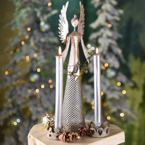Itens Figura decorativa de anjo com guirlanda de metal de Natal 13 × 8,5cm Alt.40cm