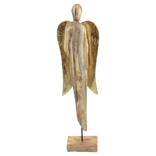 Anjo de madeira figura de madeira anjo decoração ouro natural 17×9,5×58cm