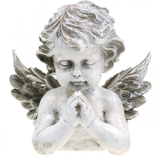 Floristik24 Anjo em oração, floricultura fúnebre, busto de figura de anjo, decoração de sepultura Alt.19cm L19.5cm