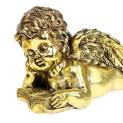 Floristik24 Anjo com livro deitado dourado 11-13cm 4 unid.