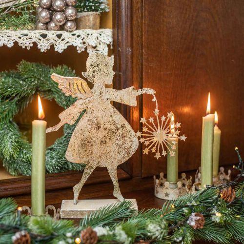 Itens Anjo com dente-de-leão, decoração de metal para o Natal, figura decorativa Advento dourado aspecto antigo Alt.27,5cm