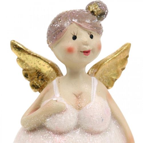 Floristik24 Decoração de mesa anjo figura de decoração rosa Natal 4,5 × 3,5 × 9,5 cm 4 unidades