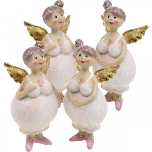 Floristik24 Decoração de mesa anjo figura de decoração rosa Natal 4,5 × 3,5 × 9,5 cm 4 unidades